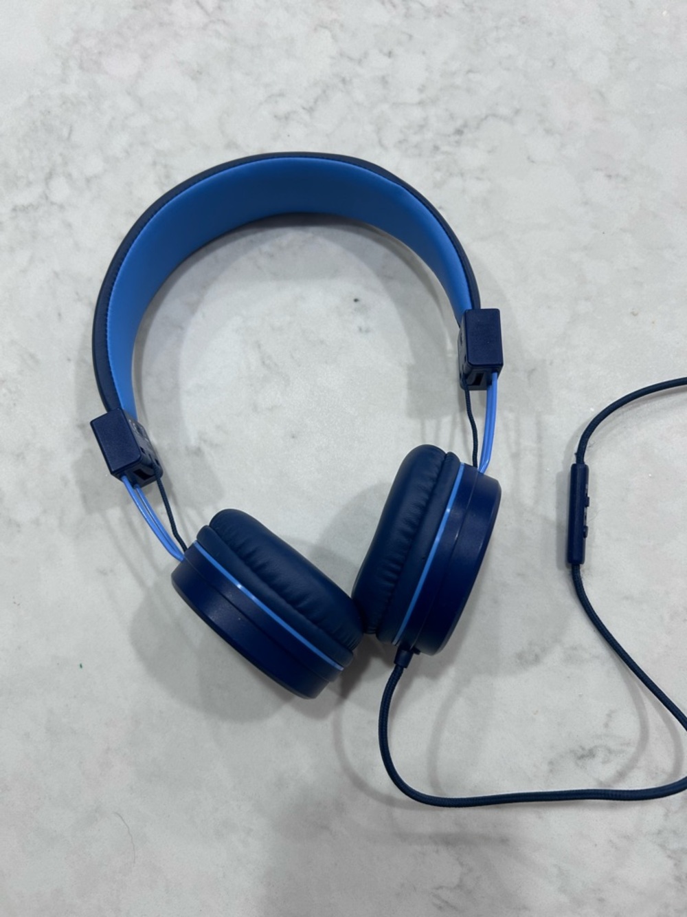 Blue On-Ear Wired Headphones with In-Line Remote